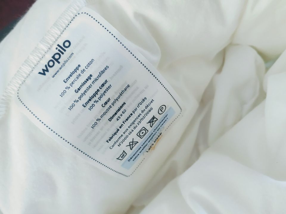 information supplémentaire sur l'oreiller wopilo